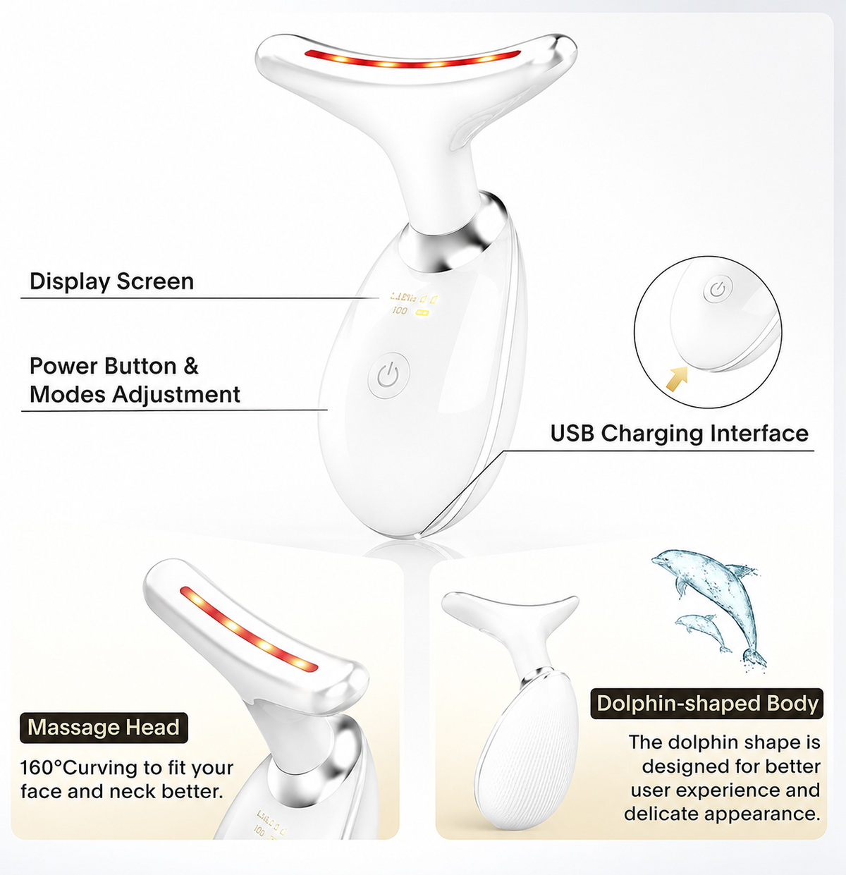 GlowWave 3-in-1 Rechargeable Massager | Facial & Neck Warming Beauty Tool