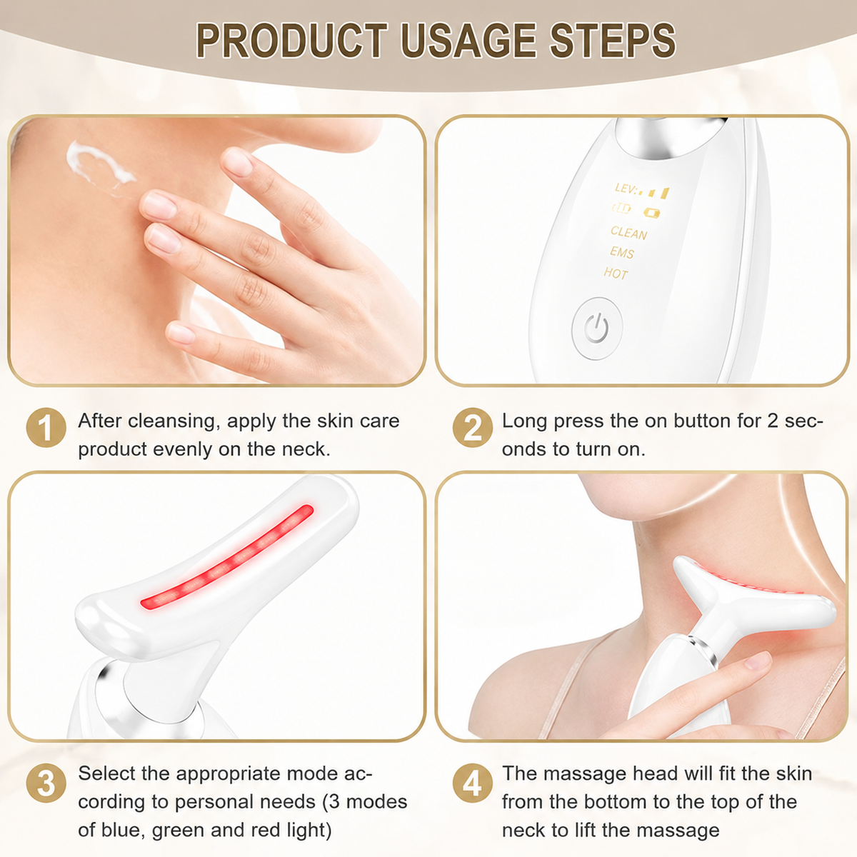 GlowWave 3-in-1 Rechargeable Massager | Facial & Neck Warming Beauty Tool
